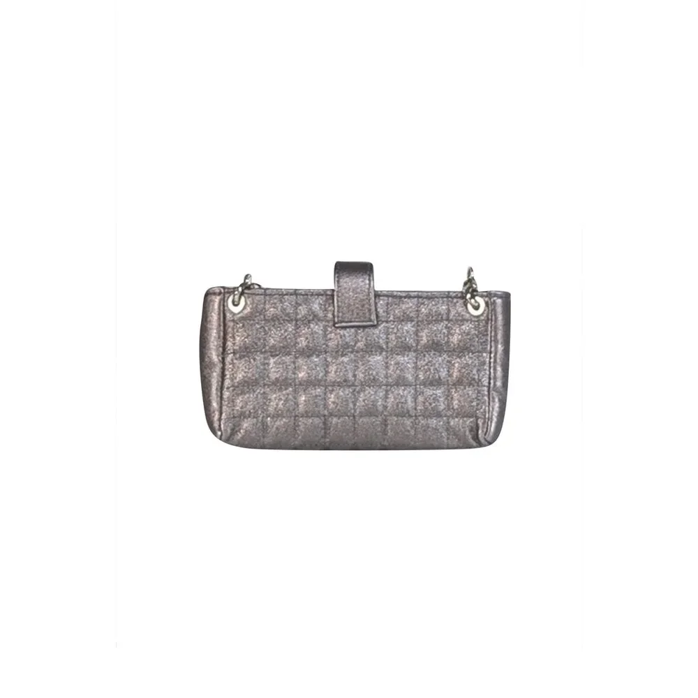 Suzi Roher - Silver Gunmetal Quilted Phone Crossbody Bag